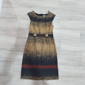 Emma & Michele Black, Red and Tan Midi Dress